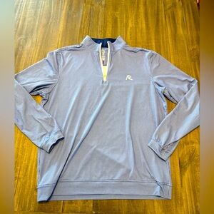 Rhoback Pullover Shirt Men's Medium 1/4 Zip Golf Blue White Houndstooth